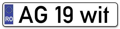 Placuta inmatriculare numar auto  AG-19-wit, AG 19 wit, AG19wit