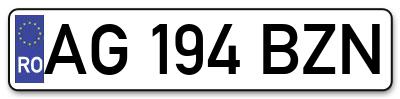 Placuta inmatriculare numar auto  AG-194-BZN, AG 194 BZN, AG194BZN