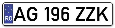 Placuta inmatriculare numar auto  AG-196-ZZK, AG 196 ZZK, AG196ZZK