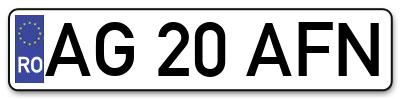 Placuta inmatriculare numar auto  AG-20-AFN, AG 20 AFN, AG20AFN