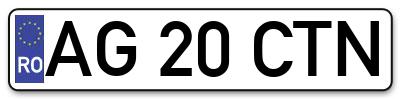 Placuta inmatriculare numar auto  AG-20-CTN, AG 20 CTN, AG20CTN
