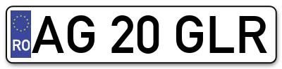 Placuta inmatriculare numar auto  AG-20-GLR, AG 20 GLR, AG20GLR