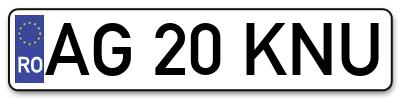 Placuta inmatriculare numar auto  AG-20-KNU, AG 20 KNU, AG20KNU