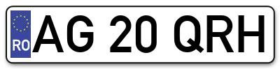 Placuta inmatriculare numar auto  AG-20-QRH, AG 20 QRH, AG20QRH
