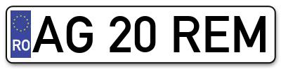 Placuta inmatriculare numar auto  AG-20-REM, AG 20 REM, AG20REM