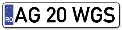 Placuta inmatriculare numar auto  AG-20-WGS, AG 20 WGS, AG20WGS