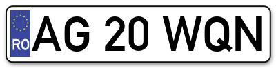 Placuta inmatriculare numar auto  AG-20-WQN, AG 20 WQN, AG20WQN