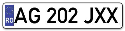 Placuta inmatriculare numar auto  AG-202-JXX, AG 202 JXX, AG202JXX