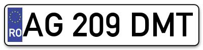 Placuta inmatriculare numar auto  AG-209-DMT, AG 209 DMT, AG209DMT