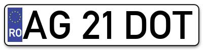 Placuta inmatriculare numar auto  AG-21-DOT, AG 21 DOT, AG21DOT
