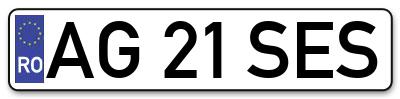 Placuta inmatriculare numar auto  AG-21-SES, AG 21 SES, AG21SES
