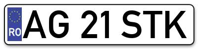 Placuta inmatriculare numar auto  AG-21-STK, AG 21 STK, AG21STK