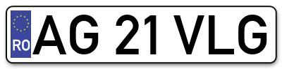 Placuta inmatriculare numar auto  AG-21-VLG, AG 21 VLG, AG21VLG