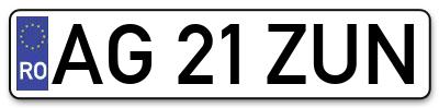 Placuta inmatriculare numar auto  AG-21-ZUN, AG 21 ZUN, AG21ZUN