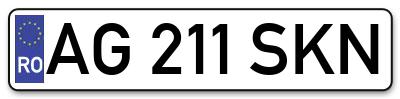 Placuta inmatriculare numar auto  AG-211-SKN, AG 211 SKN, AG211SKN