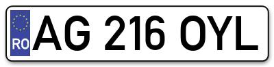 Placuta inmatriculare numar auto  AG-216-OYL, AG 216 OYL, AG216OYL