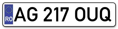 Placuta inmatriculare numar auto  AG-217-OUQ, AG 217 OUQ, AG217OUQ