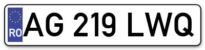 Placuta inmatriculare numar auto  AG-219-LWQ, AG 219 LWQ, AG219LWQ