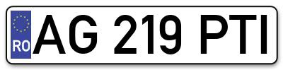 Placuta inmatriculare numar auto  AG-219-PTI, AG 219 PTI, AG219PTI