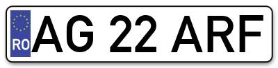 Placuta inmatriculare numar auto  AG-22-ARF, AG 22 ARF, AG22ARF