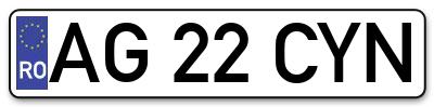 Placuta inmatriculare numar auto  AG-22-CYN, AG 22 CYN, AG22CYN