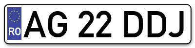 Placuta inmatriculare numar auto  AG-22-DDJ, AG 22 DDJ, AG22DDJ