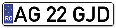 Placuta inmatriculare numar auto  AG-22-GJD, AG 22 GJD, AG22GJD