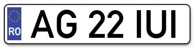 Placuta inmatriculare numar auto  AG-22-IUI, AG 22 IUI, AG22IUI