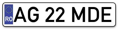 Placuta inmatriculare numar auto  AG-22-MDE, AG 22 MDE, AG22MDE