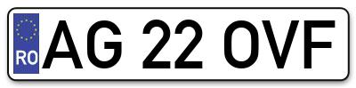 Placuta inmatriculare numar auto  AG-22-OVF, AG 22 OVF, AG22OVF