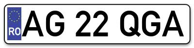 Placuta inmatriculare numar auto  AG-22-QGA, AG 22 QGA, AG22QGA