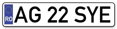 Placuta inmatriculare numar auto  AG-22-SYE, AG 22 SYE, AG22SYE