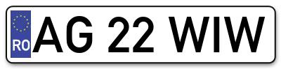 Placuta inmatriculare numar auto  AG-22-WIW, AG 22 WIW, AG22WIW