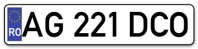 Placuta inmatriculare numar auto  AG-221-DCO, AG 221 DCO, AG221DCO