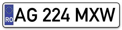 Placuta inmatriculare numar auto  AG-224-MXW, AG 224 MXW, AG224MXW