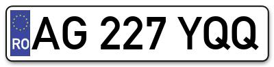 Placuta inmatriculare numar auto  AG-227-YQQ, AG 227 YQQ, AG227YQQ