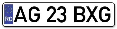 Placuta inmatriculare numar auto  AG-23-BXG, AG 23 BXG, AG23BXG