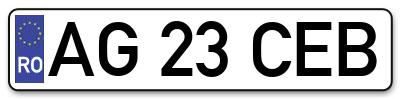 Placuta inmatriculare numar auto  AG-23-CEB, AG 23 CEB, AG23CEB