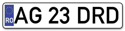 Placuta inmatriculare numar auto  AG-23-DRD, AG 23 DRD, AG23DRD