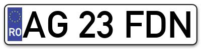 Placuta inmatriculare numar auto  AG-23-FDN, AG 23 FDN, AG23FDN