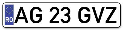 Placuta inmatriculare numar auto  AG-23-GVZ, AG 23 GVZ, AG23GVZ