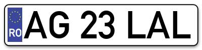 Placuta inmatriculare numar auto  AG-23-LAL, AG 23 LAL, AG23LAL