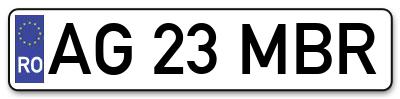 Placuta inmatriculare numar auto  AG-23-MBR, AG 23 MBR, AG23MBR