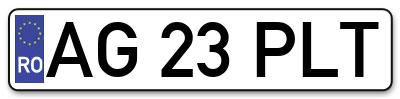 Placuta inmatriculare numar auto  AG-23-PLT, AG 23 PLT, AG23PLT