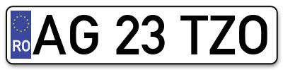 Placuta inmatriculare numar auto  AG-23-TZO, AG 23 TZO, AG23TZO