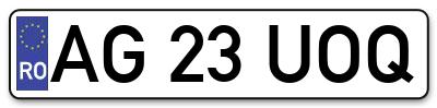 Placuta inmatriculare numar auto  AG-23-UOQ, AG 23 UOQ, AG23UOQ