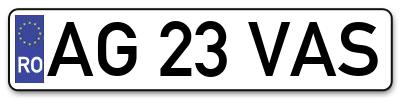 Placuta inmatriculare numar auto  AG-23-VAS, AG 23 VAS, AG23VAS