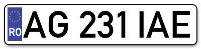 Placuta inmatriculare numar auto  AG-231-IAE, AG 231 IAE, AG231IAE