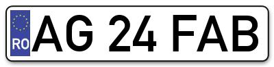 Placuta inmatriculare numar auto  AG-24-FAB, AG 24 FAB, AG24FAB