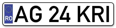 Placuta inmatriculare numar auto  AG-24-KRI, AG 24 KRI, AG24KRI
